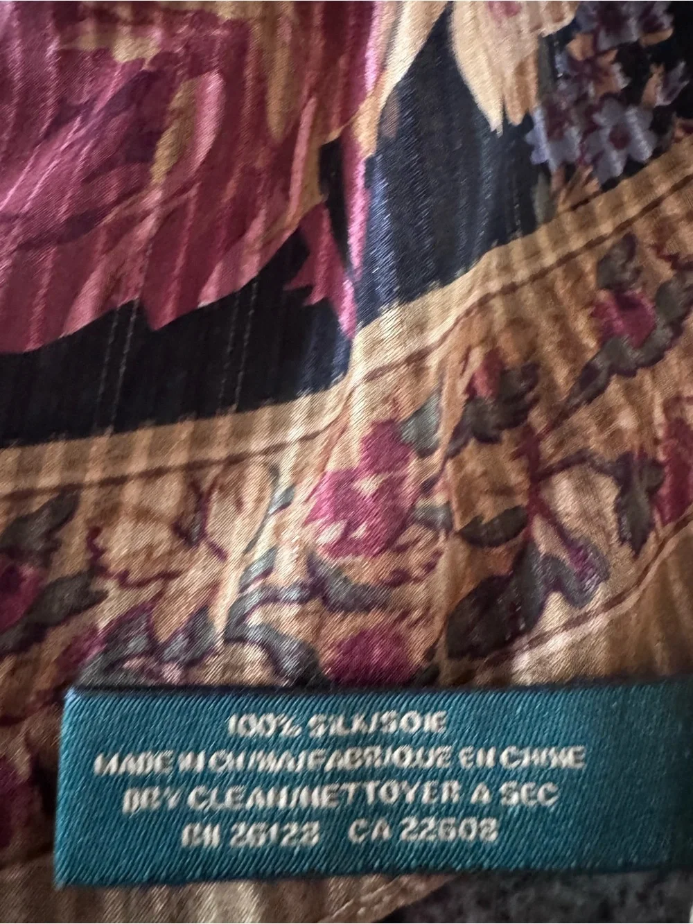 Lauren Ralph Lauren Floral Border Scarf in Black, Pink and Gold Tones